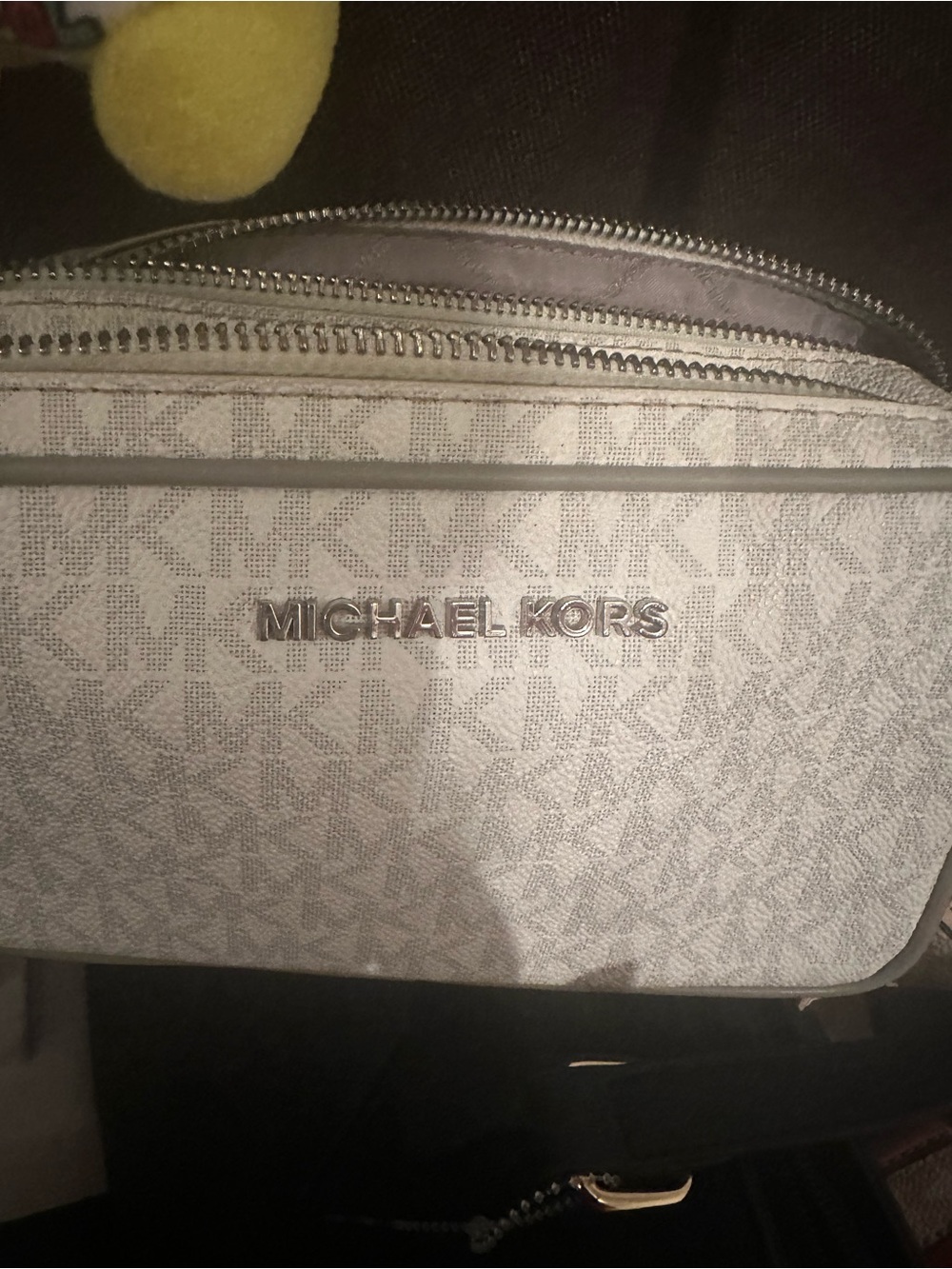 Michael Kors Men's MK Signature Belt Bag in Light Gray with Silver Hardware